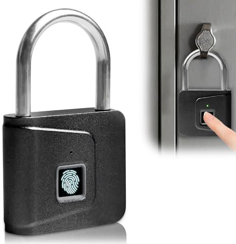 GAOUTO Serratura Intelligente Con Impronta Digitale: Serratura Biometrica Ricarica USB, Lucchetto Impermeabile, Per Bagagli, Palestra, Ufficio (Nero)