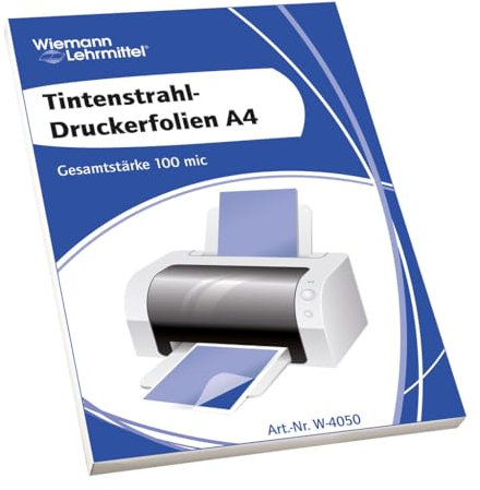 Präsentationsfolien im DIN A4-Format, Tintenstrahl-Druckerfolien für Inkjet-Drucker 100 Stück | Wiemann Lehrmittel