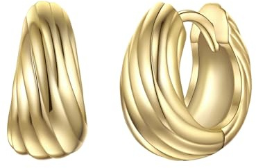 Rafaela Donata Damen Ohrringe 925/- Sterling Silber gelbgold | gelbvergoldet 14 Karat, Creolen