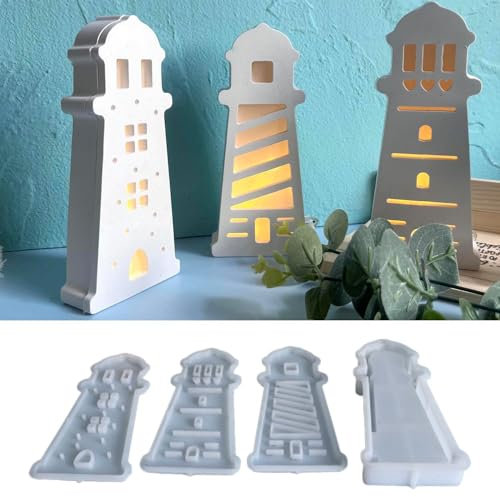 4 Stück Maritime Leuchtturm Silikonformen Gießformen, Silikonform Sommer Maritim Gips GießEn Formen Für Geschenke Heimdekoration