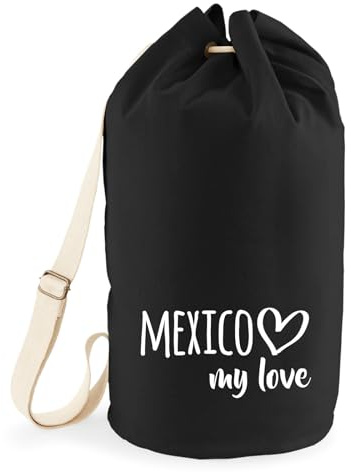 Huuraa Seesack Mexico my love 20 Liter Black Baumwolle Rucksack Geschenkidee