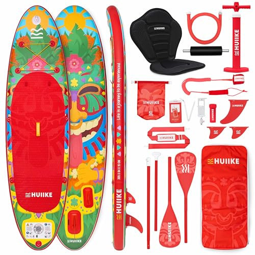 HUIIKE Paddle Gonflable Adulte avec Accessoires Inclus, Pagaie, Ailerons, Pompe. Planche de Stand Up Paddle Grande Stabilité et Résistance. 305 x 84 x 15 cm, Jusqu'à 130 kg
