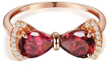 Stfery Anello da donna in oro rosa 18 carati, con tormalina, anello di diamanti, 20 (19,1), Metallo, Tormalina Diamante