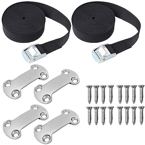 Kühler-Spanngurt-Set 22 Stück, Batterie-Spanngurt-Set für Boote, Batteriekasten-Haltegurt mit Edelstahl-Nockenschnalle, Halterung und SS-Schrauben, Batteriekasten-Haltegurt für Kajak, Boot, Auto