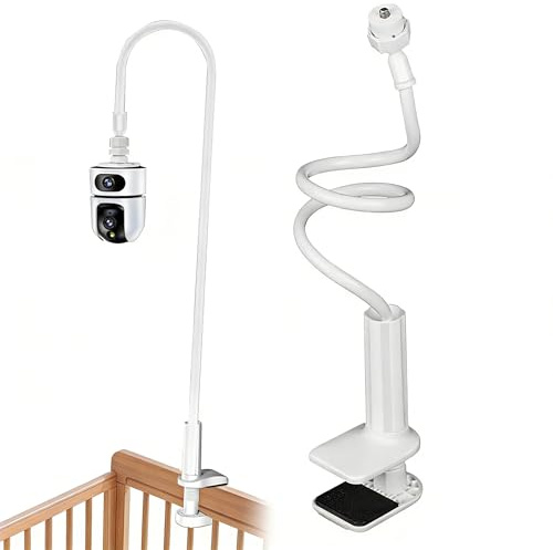 TYEQWT Support Caméra de Surveillance Fixation par Pince, Réglable en Longueur 75cm & Rotatif à 360°, Universel pour Caméra avec Filetage 1/4, pour Babyphone, Étagère, Intérieur/Extérieur
