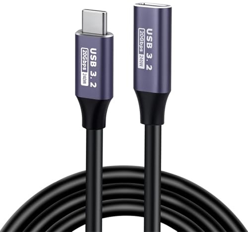 Lizoak USB C Extension Cable 1.5M, USB C 3.2 Extender, 20Gbps Data Transfer, 240W Fast Charging, Type C Male to Female, 4K@60Hz Video Display Lead for iPhone 16/15, MacBook, iPad, Galaxy