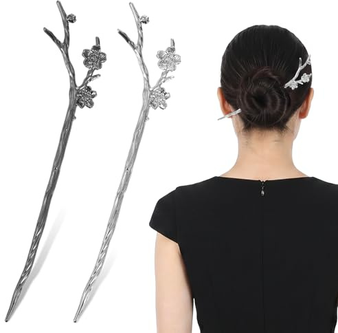 2 Pcs Hair Sticks for Buns, Metal Hair Stick Pin Vintage Hair Chopsticks for Women Handmade Carved Chinese Hair Sticks Long Hairpins for Long Hair Updo Making Accessories