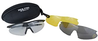 Jack Pyke Pro Sport - Schießbrille mit 3 Brillengläsern - Rauchgrau, Transparent & Gelb