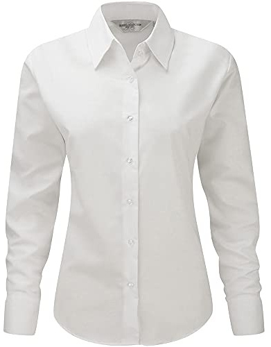 Russell Collection Ladies/Womens Long Sleeve Easy Care Oxford Shirt (4XL) (White)
