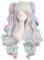 MapofBeauty farbige Lolita lange lockige geheftet auf Pferdeschwanz Cosplay Perücke (rosa/blau/blond)