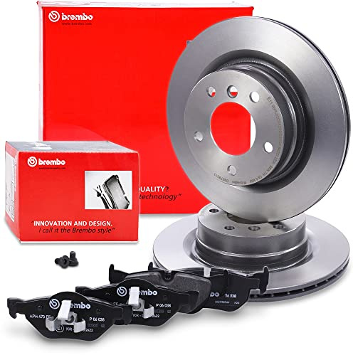 BREMBO Coated Disc Line Bremsenset Hinterachse inkl. Bremsscheiben Hinten Ø 300 mm Belüftet und Bremsbeläge Hinten, Kompatibel mit BMW 1er(E81), 1 (E87) (E88), 3 (E90)(E93)(E92)(E91)