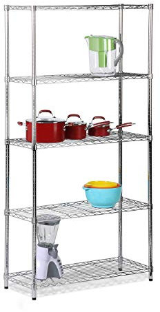Honey-Can-Do SHF-01443 Regaleinheit mit 5 Böden, verchromt Metall 91,4 x 35,6 x 182,9 cm, Chrom