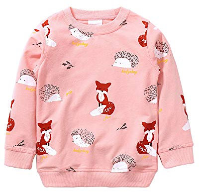 Girls Christmas Sweatshirt for Kids Cotton Top Casual Jumper T Shirt Toddler Clothes Long Sleeve Pullover Winter , 01 Pink, 3-4 Years