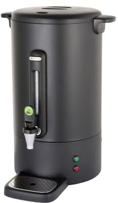 HENDI Kaffee-Perkolator, UNIQ, zum Brühen von Kaffee, tropffreier Zapfhahn, Wasserstandsanzeige, Kaffeebereiter, Kaffeemaschine, 14L, 230V/1750W, 357x380x(H) 502mm, Edelstahl, Polypropylen, Schwarz