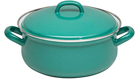 Generisch Riess 0613-111 Casserole avec couvercle 20 cm, 2 l, acier émaillé, vert, 1,383 kg, diamètre 20 cm, 2 l, 28 x 21,8 x 9 cm