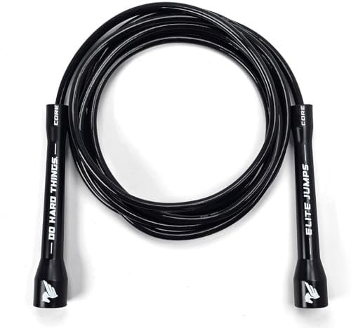 Elite Jumps Springseile aus PVC, 6 mm, für drinnen und draußen, verstellbar, mit unzerbrechlichen Griffen und ultra-langlebigem, nicht knickendem PVC, Springseil für Damen und Herren, Boxer-Springseil