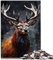 Puzzles für Erwachsene und Kinder, Hirsch Ölgemälde Portrait, 1000 teilige Puzzles, Papppuzzles, Familiendekoration, 10,27 x 20,47 Zoll/26 x 38 cm.