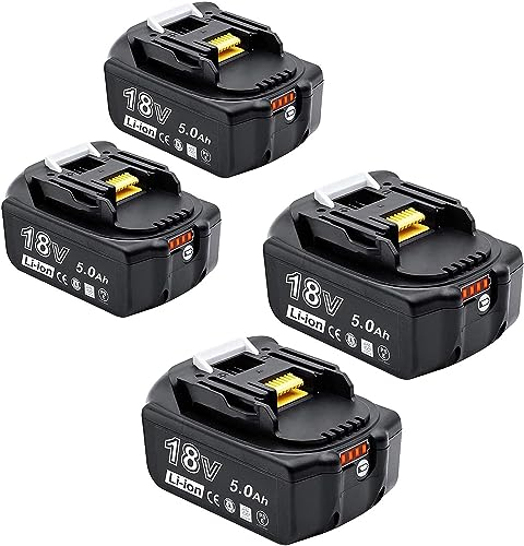 AKKOPOWER 18V 5000mAh Akku Kompatibel mit BL1850 BL1860B BL1855 BL1840 BL1830 BL1835 BL1820B BL1815 mit LED Indikator-4 Stück