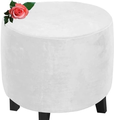 MeRcri Hockerbezug Rund 50 60 80 90 cm Ottoman Cover Ottomane Schonbezug Hocker Hussen für Fußhocker Stretch Ottomane Abdeckung Hocker Protector Hockerabdeckung (Color : F1, Size : 50 cm)