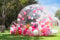 Step4Fun Casa de burbujas inflable para niños, tienda de campaña inflable de PVC con bomba de mano de soplador de aire de 750 W, perfecta para cumpleaños, fiestas, Navidad, bodas (10 pies de diámetro