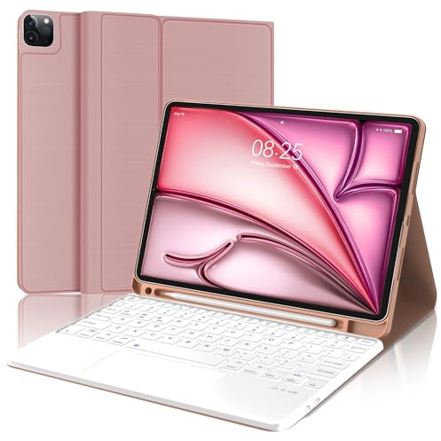 FOGARI iPad Air 6 11'' Trackpad Keyboard Case M2 2024 | iPad Air 5/Air 4 Keyboard Case | iPad Pro 11 Keyboard Case 2022-2018 - Touchpad Detachable Bluetooth Keyboard - Smart Sleep Cover - Rose Gold