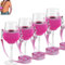 4 Stück Weinglashalter Zum Umhängen mit Glas,Weinglashalter für den Hals Wein,Tragbarer Weinglashalter,für Picknick Pool Festivals Hochzeit Geburtstag Party,Groß (Weingläser nicht enthalten)(Rosa)