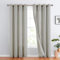 TOPICK Leinen Vorhänge Gestreifte Gardinen mit Ösen Modern Beige Leinenoptik Vorhang Wohnzimmer Privarsphäre Gardine Lichtfilterung Ösenschal mit Streifen Muster 2er Set 130x210 Schwarz auf Beige