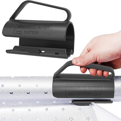 Txeouse Coupe Papier Cadeau, Fast Cut Gift Wrap Cutter Papier Cadeau Rouleau avec Poignée Coupe Papier Emballage pour Anniversaire, Vacances et Emballage Cadeau
