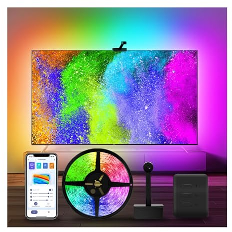 PurezmMoto Dispositif De Sélection des Couleurs du Rétroéclairage LED,Bande LED 3.8M pour TV 55-65 inch, avec Caméra des Couleurs, Synchronisation du Rétroéclairage L'écran Et La Musique