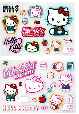 Hello Kitty - Adesivi con licenza ufficiale Puffy Gadget include 32 adesivi 3D a forma di gatto dei cartoni animati, regalo e decorazione per donne e ragazze Paladone
