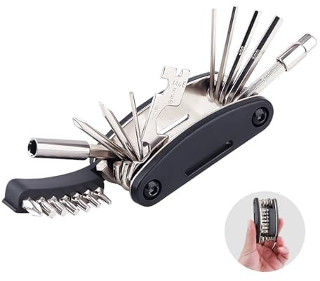 ZZMORNI Bicycle Multi Tool 21 in 1 Foldable Travel Repair Tool Allen Wrench Phillips Screwdriver Torx Spoke Wrench Black