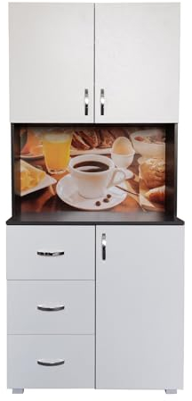 HTI living Küchenschrank Weiß/Grau Blanca Bistro Küchenbuffet Hochschrank
