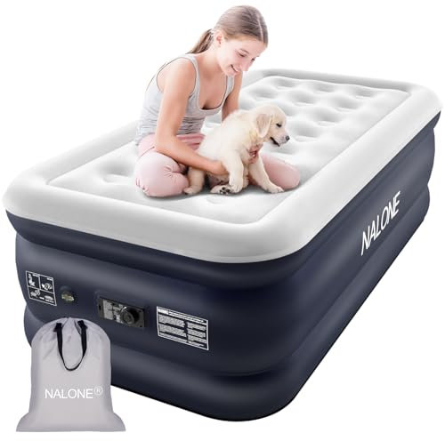 NALONE Luftmatratze 1 Personen, Luftmatratze Selbstaufblasend mit Integrierter Pumpe, Luftbett Selbstaufblasend in 3 Minuten, Aufblasbare Matratze für Camping & Heimgebrauch (Twin XL)