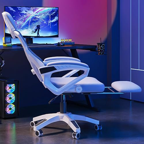 CUCKQUIC Gaming Chair, Computer Chair with Lumbar Support, Ergonomic Computer Chair with Footrest and Massage Lumbar Support, Height Adjustable with 360°Swivel and Headrest A,118~128x60x60cm