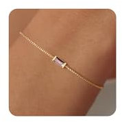 VIROMY Birthstone Armbänder für Frauen Dainty Box Link Birthstone Armband Schmuck Geburtstagsgeschenke für ihre Mutter Frau Freundin Jahrestag Freundschaft Schmuck(June)