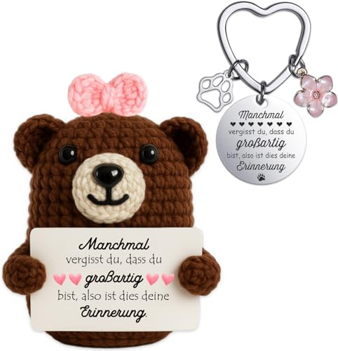 Farbeele Geschenke für Frauen, Einschulung Geschenk, MutmacherGeschenk | Gute Besserung, Geburtstagsgeschenk für Freundin, Schwester, Familie, Positive Figur mit Glücksbringer Schlüsselanhänger