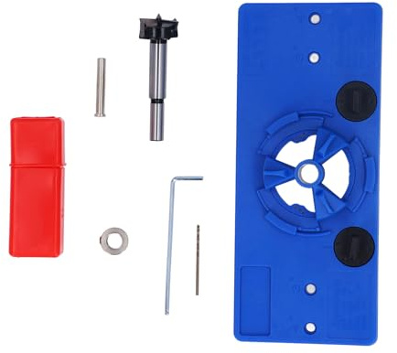 35mm Concealed Hinge Jig Kit, Woodworking Tool, Multifunctional Cabinet Door Hinge Jig with Drill Bit and Depth Stop, for DIY Home Projects and Professional Use