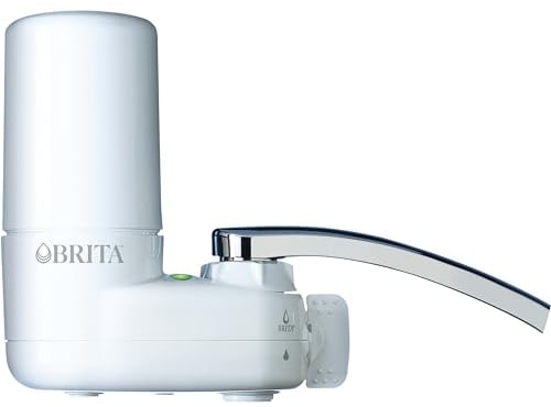 Brita Système de filtre à eau pour robinet, réduit le plomb, sans BPA, compatible avec les robinets standard uniquement – Basique, blanc