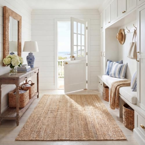 SAFAVIEH Naturfaser Teppich für Wohnzimmer, Esszimmer, Schlafzimmer - Natural Fiber Collection, Kurzer Flor, Natürlich, 122 X 183 cm