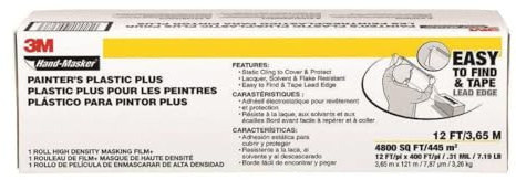 Hand-Masker 3M Painter's Plastic Plus MFB-12, 12 ft x 400 ft x .31 mil