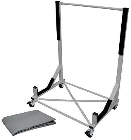 ECD Germany Hardtopständer mit 4 feststellbaren Rädern inkl. Bezug - Silber - aus pulverbeschichtetem Stahl - Hardtop Ständer Hardtophalter Aufbewahrung Trolley Hülle Abdeckhaube Schutzbezug Cover