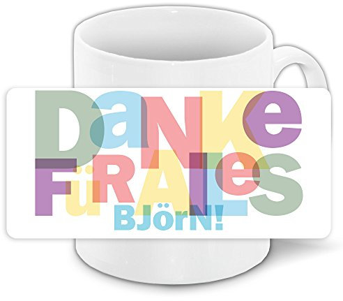 Tasse mit Namen Björn und Motiv „ Danke für alles “