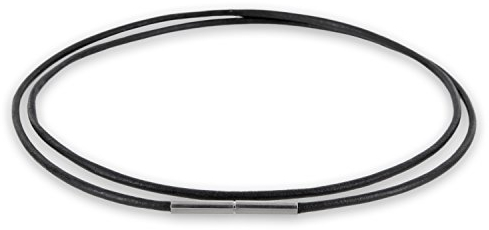 Auroris Echtleder Kette Farbe: schwarz Dicke 1,5mm mit Tunnel-Drehverschluss aus Edelstahl/Länge: 50cm