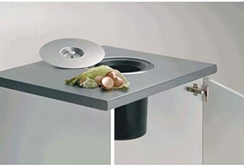 Poubelle de plan de travail - 11 l - couvercle inox - Contenance : 11 L - Diamètre extérieur : 310 mm - Encastrement : Ø 280 mm - Hauteur : 300 mm - WESCO