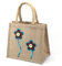 Jute-/Sackleinen-Tasche, toll als Lunch- oder Geschenktasche, Blumen-Design natur