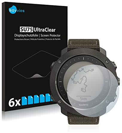 Savvies Protection Film compatible with Suunto Traverse Alpha | 6 Pack Clear Screen Protection Made in Germany Anti-Scratch Transparent Foil