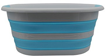 Optimal Products Collapsible Laundry Basket Hamper Clothes Storage Washing Foldable Bin Hipster (Blue & Grey, Large (60cm))