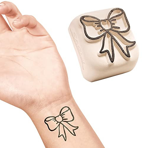 LaDot Tattoo für Kinder und Erwachsene, temporäre hautfreundliche fake Tattoos, Tattoo-Stempel ohne Nadeln für Körper und Arm, wasserfest, Keramikstempel Schleife