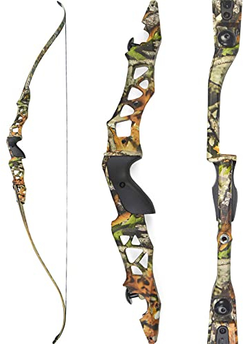 SHARROW 64 Zoll Bogenschießen Takedown Recurve Bogen ILF Wurfarme und Bogen Riser Amerikanischer Jagdbogen Erwachsene Sportbogen 30-60lbs für Outdoor Schießen (Camo, 45lbs)