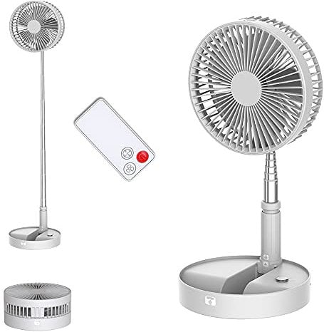 UN UNITEDTIME Desk and table fan, Air Circulator Fan Portable Travel Fans Battery Operated or USB Powered,Adjustable Height,Foldaway fan with remote Control Timer 4 Speed Settings